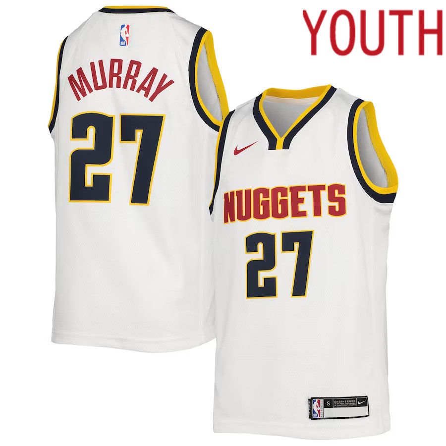 Youth Denver Nuggets #27 Jamal Murray Nike White Swingman NBA Jersey